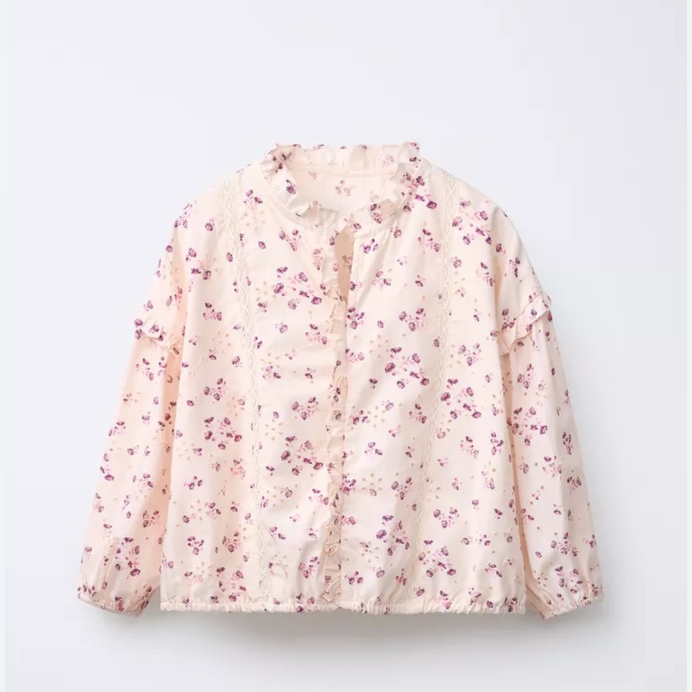 Zara Pink blouse Lightweight Floral Design kids size 9-10